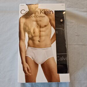 Calvin Klein Men’s Small Black 100% Cotton Stretch Hip Briefs 3 Pack